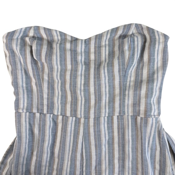 Lulus Pants - Lulus Striped Strapless Wide Leg Jumpsuit Tie Waist Linen Blend Small Prep Chic